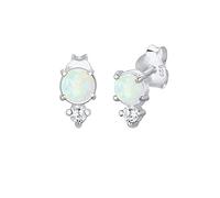 Elli Boucles d'Oreilles Femmes Clous d'oreilles Vintage avec cristaux de zirconium et opale en argent sterling 925 plaqué or