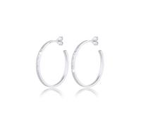 Elli Boucles d'Oreilles Femmes Créoles Basique Texturée Martelé en Argent Sterling 925