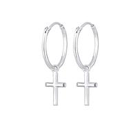 Elli Boucles d'Oreilles Femmes Créoles Croix Pendentif Foi Religion en Argent Sterling 925