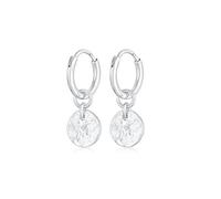 Elli Boucles d'Oreilles Femmes Créoles Pendentif Plaquette Martelé Amovible en Argent Sterling 925