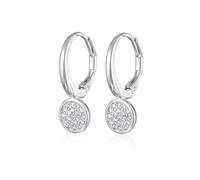 Elli Boucles d'Oreilles Femmes Créoles Plaquette Pendentif Élégant Couleur Argent avec Cristaux