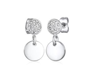 Elli Boucles d'Oreilles Femmes Pendentif d'oreilles Plaquette Rond Élégant Couleur Argent avec Cristaux