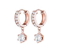 Elli - oreilles créoles pour femme avec pendentif en argent plaqué or rose 925 sertie de zirconium - doré - 0303543115