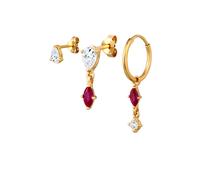 ELLI Boucles d'oreilles or / rouge rubis / transparent, Taille One Size