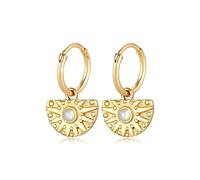 Elli Boucles d'Oreilles Pendentif Ornement Créoles Vintage pour dames | Blogueur tendance, pierre de lune, argent sterling 925 plaqué or