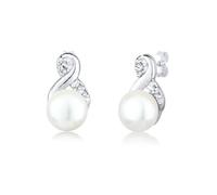 Elli Boucles d'Oreilles PERLU Infini Symboles Boucles d'Oreilles Femme - (925/1000) Argent Perles d'Eau Douce