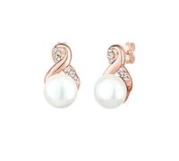Elli Boucles d'Oreilles Femmes Clous d'oreilles Infinity Élégant avec Perle de Culture d'Eau Douce et Cristaux en Argent Sterling 925