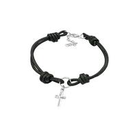 ELLI Bracelet 'Kreuz' noir / argent, Taille 16