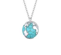 ELLI Chaîne 'Weltkugel' turquoise / argent, Taille M/L