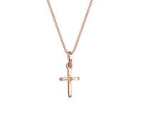Elli - Collier avec pendentif croix pour femme - Religion - Gravure d'étoile - En argent sterling 925 plaqué or rose, 45 cm, Argent sterling, Sans