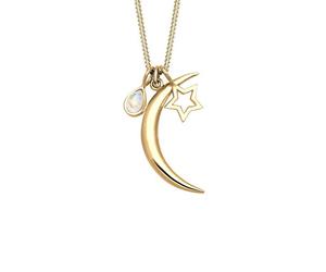 Elli - Collier court - Argent 925 Plaqué or - Demi-lune Etoiles - 60 cm - 0110340316_60