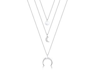 Elli Collier Femme avec Demi-Lune Layer Pendentif Cristaux en Argent Sterling 925