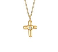 Elli Collier Femme Pendentif Croix Coeur avec Cristal - (925/1000) Argent