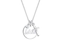 Elli Collier Femme Pendentif Gravure Believe Croix de Zircone - (925/1000) Argent
