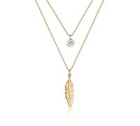 Elli Collier Femme Pendentif Plume avec Cristal en Argent Sterling 925