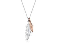 Elli Collier Femme Pendentif Plume Bi-Couleur en Argent Sterling 925