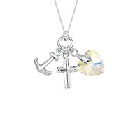 Elli Collier Femme Pendentifs Croix Coeur Ancre avec Cristal - (925/1000) Argent