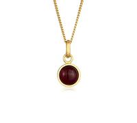 Elli Collier Femme Solitaire Basic Rond avec Grenat Gemmes