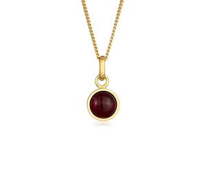 Elli Collier Femme Solitaire Basic Rond avec Grenat Gemmes