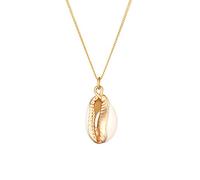 Elli Collier Femmes Pendentif Coquillage Plage Tendance Blogue avec Coquillage Cauri en Argent Sterling 925 Plaqué Or