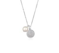 Elli Collier Femmes Pendentif Plaquette Couleur Argent avec Perle Synthétique et Cristaux