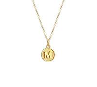 Elli Collier Lettre M Pendentif Basic Collier Femme - (925/1000) Argent Plaqué Or