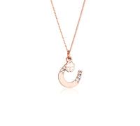 Elli Collier Pendentif Fer à cheval pour femme - Trèfle avec cristaux en argent sterling 925 plaqué or rose