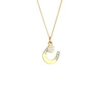 Elli Collier Pendentif Fer à cheval pour femme - Trèfle avec cristaux en argent sterling 925 plaqué or rose