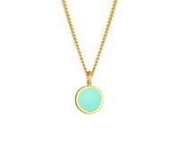 Elli Collier Pendentif plaque pour femme Turquoise de base avec émail en argent sterling 925 plaqué or
