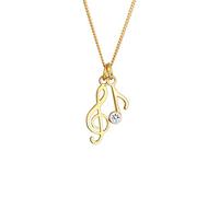 Elli Collier pour femme avec pendentif clé de partition, symbole de musique en filigrane avec cristaux en argent sterling 925, 450, Cristal