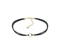 Elli Collier ras du cou tendance pour femme avec cercle en daim noir en argent sterling 925, 320, argent sterling 925, aspect daim, Sans