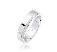 Elli DIAMONDS Bague Femme Anneau Ruban Basic avec Diamants (0.06 ct.) en Argent Sterling 925