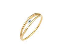 Elli DIAMONDS Bague Femme Fiançailles Simple avec Diamant (0.06 ct.) en Or Jaune 585