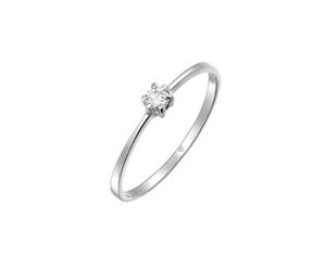 Elli DIAMONDS Bague Femme Fiançailles Solitaire avec Diamant (0.10 ct.) en Or Blanc 586