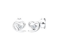 Elli DIAMONDS Boucles d'Oreilles Femmes Clous d'Oreilles Coeur Amitié avec Diamant (0.06 ct.) en Argent Sterling 925