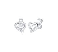 Elli DIAMONDS Boucles d'oreilles 'Herz' argent / blanc, Taille One Size