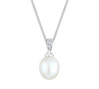 Elli DIAMONDS Collier Femmes avec Perles d'Eau Douce et Diamant (0.04 ct) en Argent Sterling 925