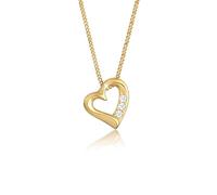 Elli DIAMONDS Collier Femmes Coeur Amour avec Diamant (0.045 ct.) en Or Jaune 585