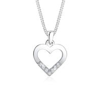 Elli DIAMONDS Collier Femmes Cœur Découpe Pendentif Amour Élégant avec Diamant (0.035 ct.) en Argent Sterling 925