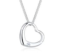 DIAMORE Collier Femme Pendentif de Coeur Classique avec Diamant (0,03 ct.) en Argent Sterling 925