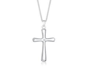Elli DIAMONDS Collier Femmes Pendentif Croix Classique avec Diamant (0.03 ct) en Argent Sterling 925