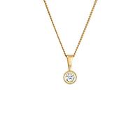 Elli DIAMONDS Collier Femmes Solitaire Rond avec Diamant (0.11 ct.) en Or Jaune 585