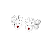 Elli Earrings Children Reindeer Motif Playful with Crystals in 925 Sterling Silver