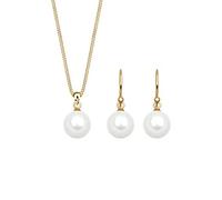 Elli Ensemble de Bijoux Femmes Set Élégant Pendentif d'oreilles Basique avec Perles de Coquillage en Argent Sterling 925