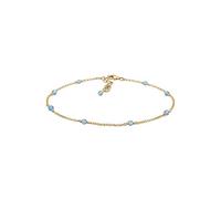Elli Femme Bracelet de Cheville Balle Perles Bleu 925 Argent Plaqué Or - 22cm