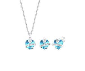 Elli Femme Ensemble de Bijoux Pendentifs, Coeur, (925/1000) Cristal