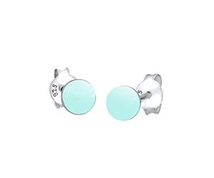 Elli Femme Précieux Bijoux Boucles d'Oreilles Clous et Puces Basic Géo Tendance Mint Pastel Cercle Rond Argent 925 Emaille