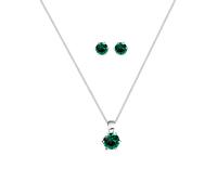 Elli - Femmes pendentif clous d'oreilles set cristal vert en argent sterling 925 Coffret de bijoux 1 pieces female