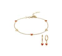 ELLI Parure de bijoux 'Heart' or / rouge, Taille 16
