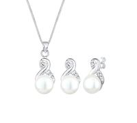 ELLI Parure de bijoux 'Infinity' argent / blanc perle, Taille One Size